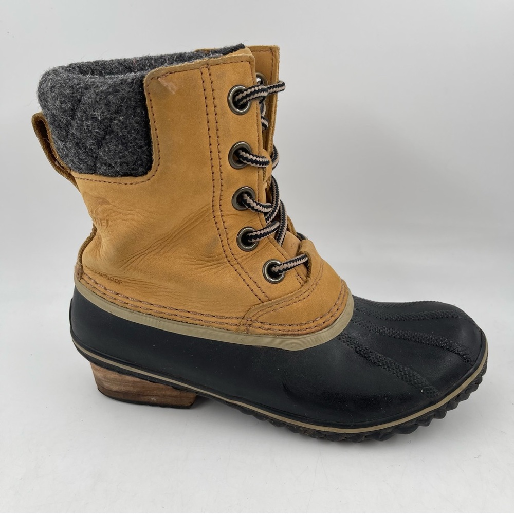 Sorel Women’s Slimpack Lace II Tan Waterproof Leather Winter Rain Boot- Size 6.5